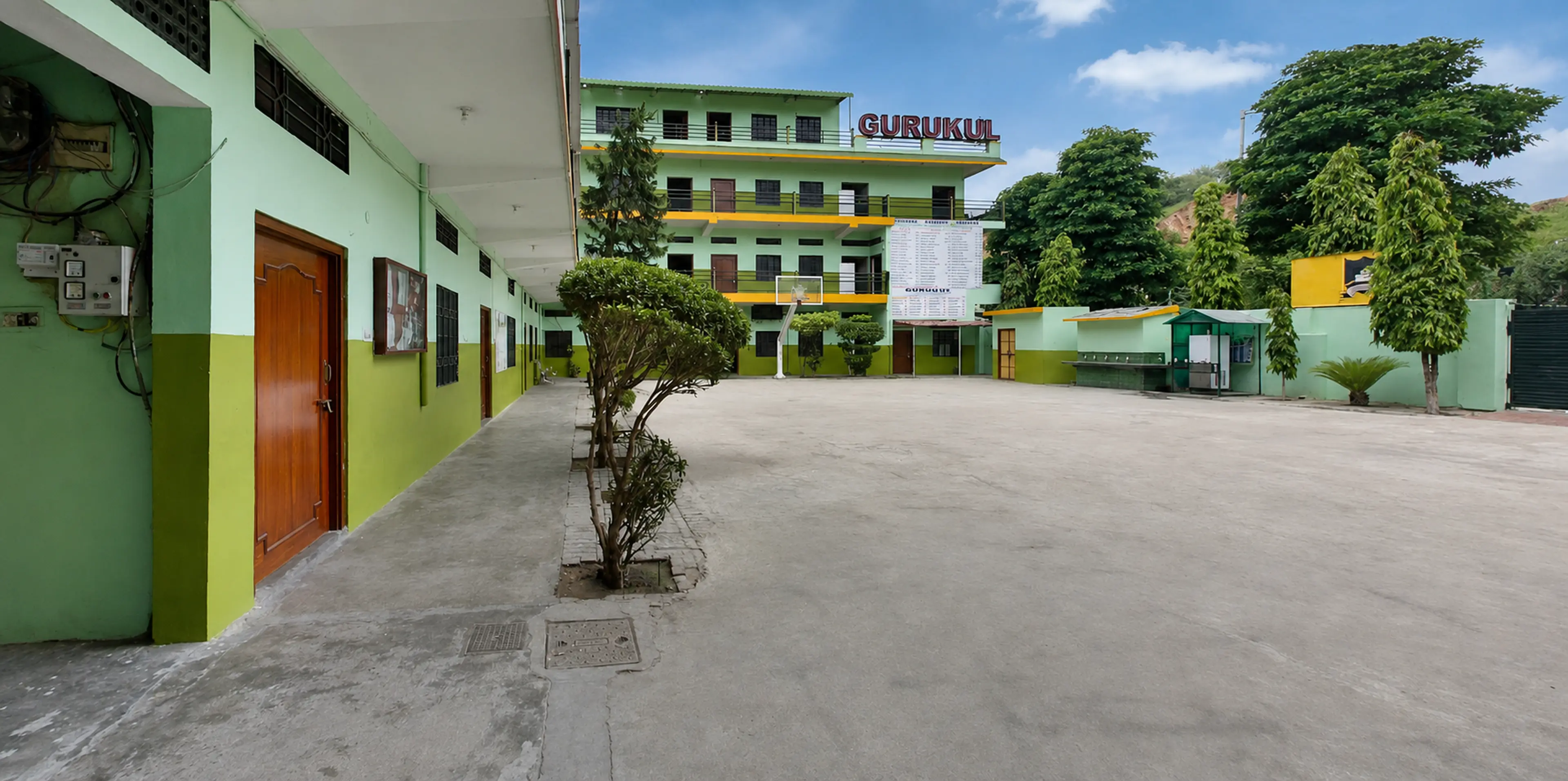 Bright corridor within Gurukul Public School